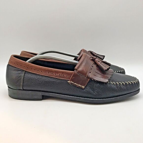 G.H. Bass Weejuns Michael Loafers Men's 12EE Brown Black Leather Kiltie Tassel - Picture 1 of 12